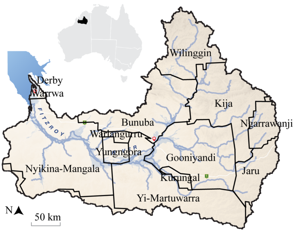 Language map of the Fitzroy River catchment (WA)