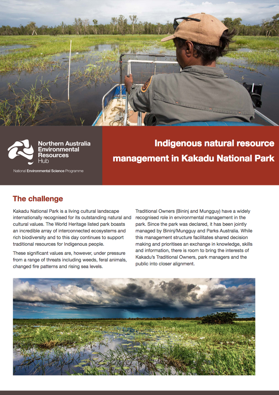 Indigenous NRM In Kakadu National Park (start-up Factsheet) - NESP ...