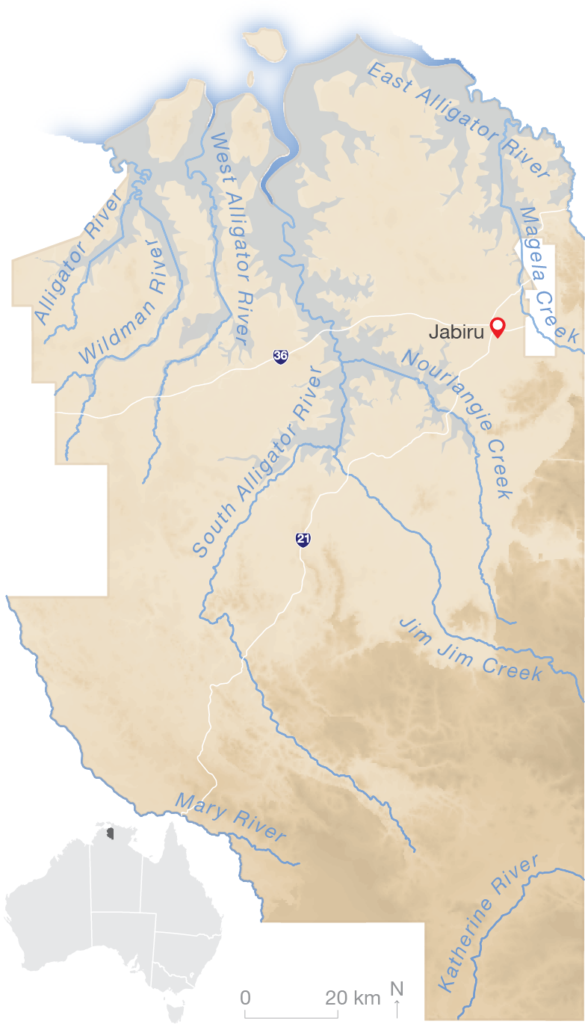 Map of Kakadu and the major rivers (Alligator, Wildman, West Alligator, East Alligator, Magela Creek, Nourlangie Creek, South Alligator, Jim Jim Creek, Mary River, Katherine River