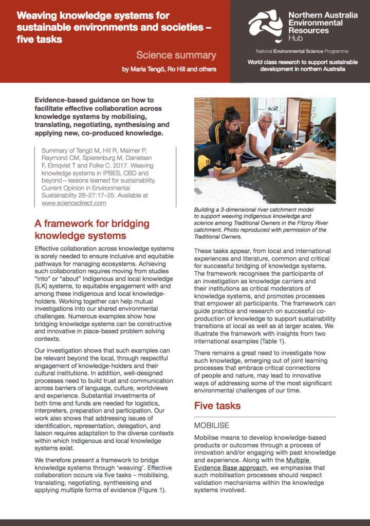 Weaving knowledge systems for sustainable environments and societies