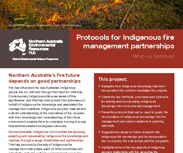 Protocols for Indigenous fire management partnerships wrap-up - front