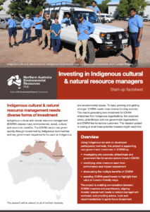 Investing in Indigenous cultural and natural resource managers front page factsheet