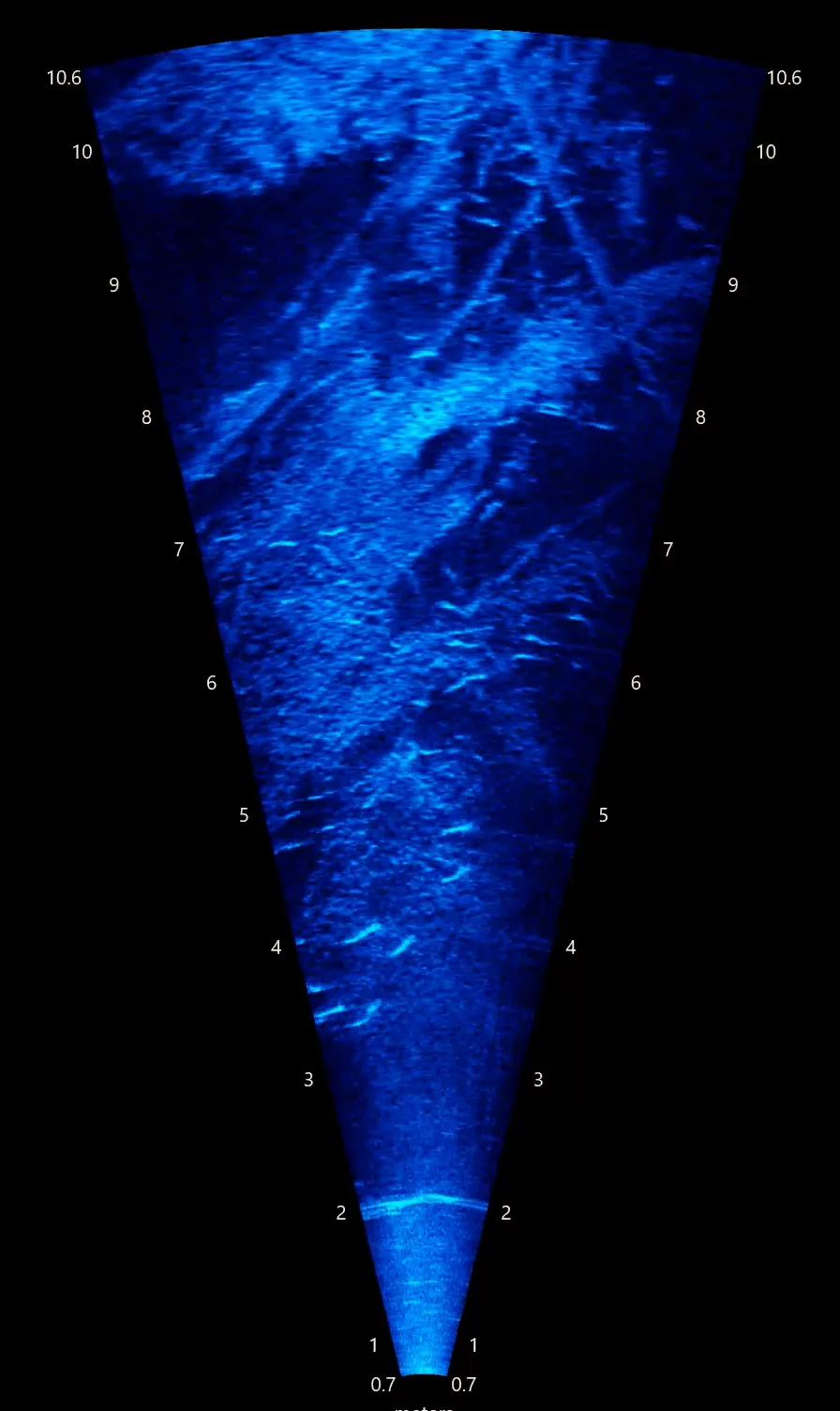An image generated from a sonar sensor deployed in a river in Kakadu.