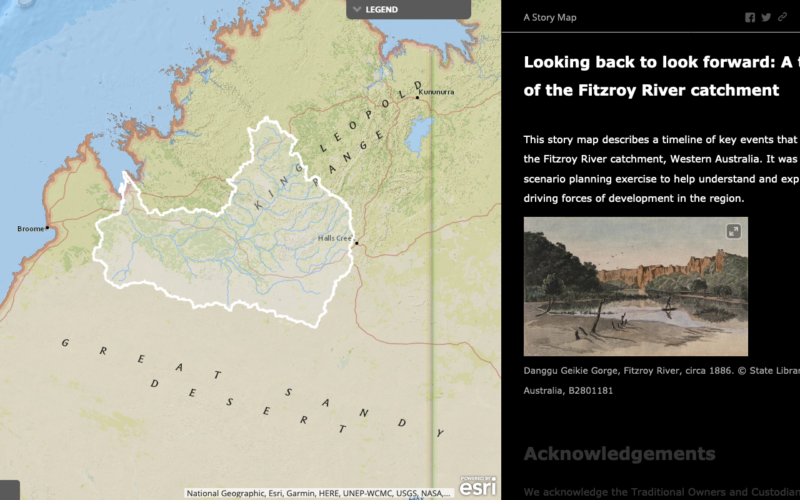 Fitzroy River Story Map screenshot. The Story Map is linked nearby.