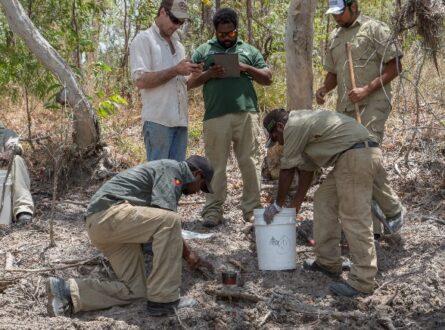 Kalan Rangers and Justin Perry collecting samples. Photo Michael Lawrence-Taylor