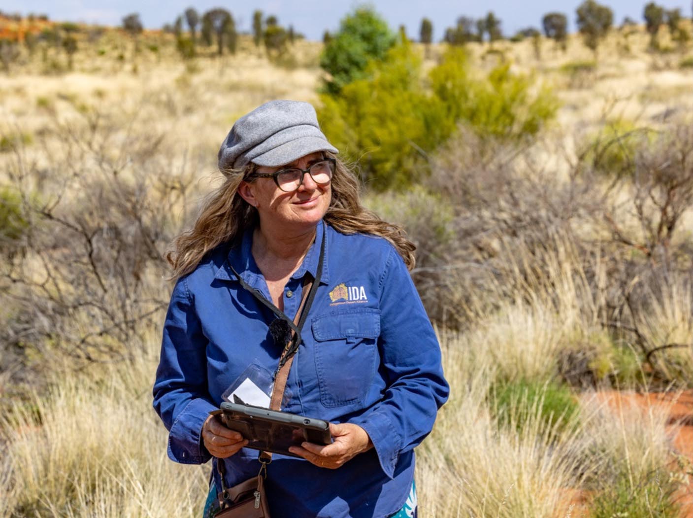 Dr Rachel Paltridge in the field during the 2022 Indigenous Desert Alliance Conference at Yulara in the Northern Territory. Photo: Michael Douglas.