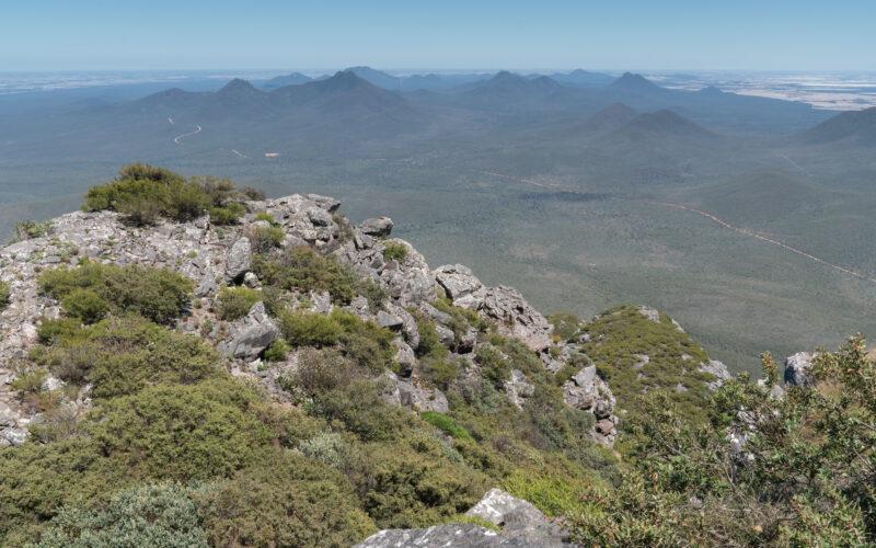 Panoramic view over the hills of the Stirling Range National Park close to Mount Barker, Western Australia