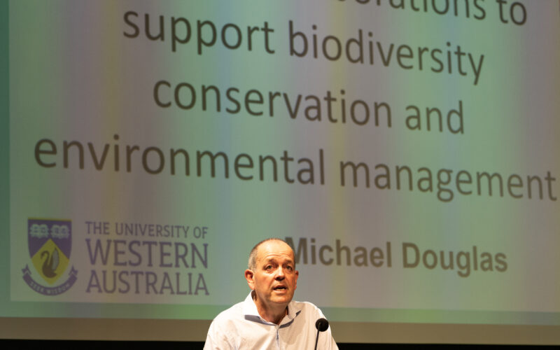 Michael Douglas giving his talk at the Biodiversity Conference 2023