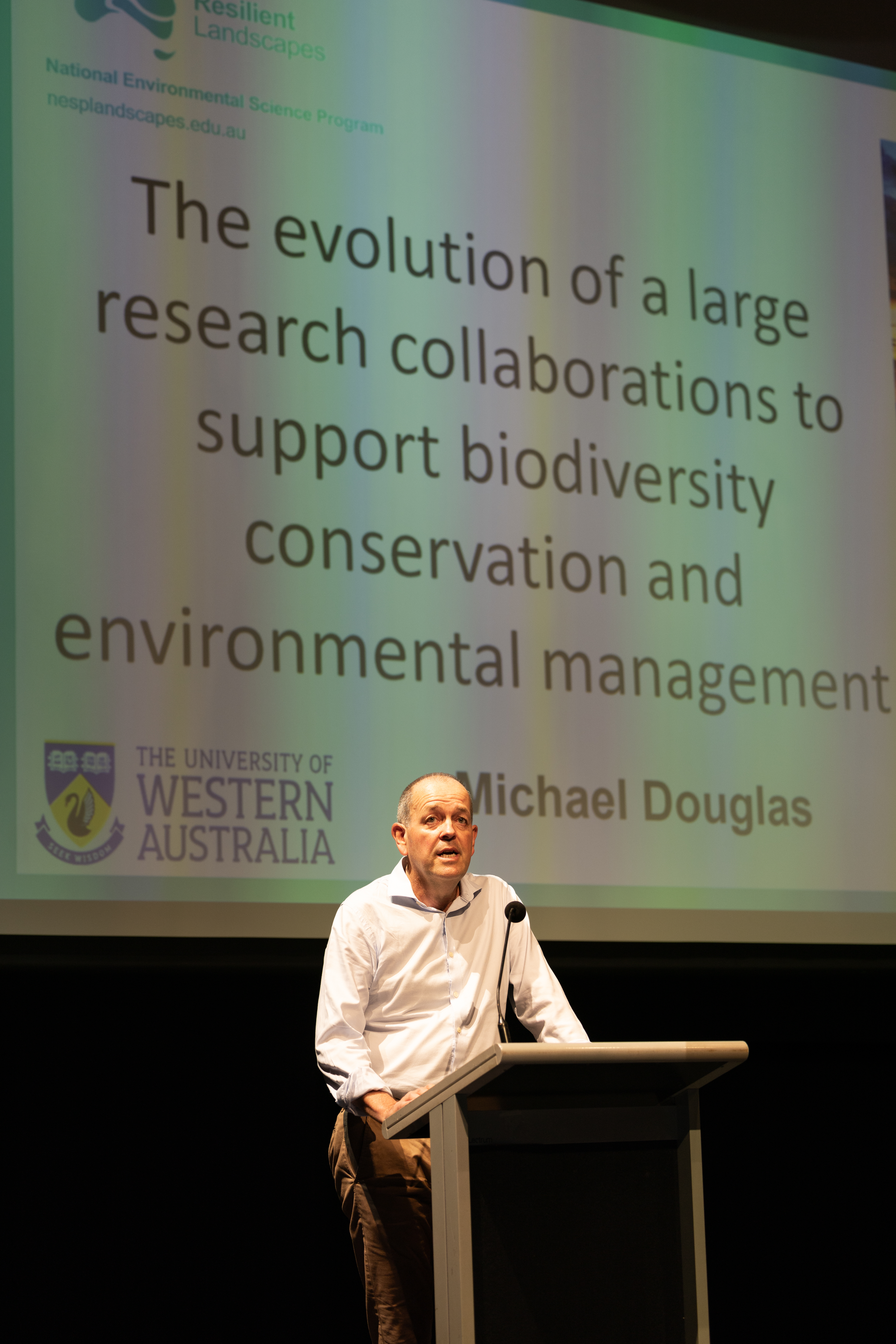 Michael Douglas giving his talk at the Biodiversity Conference 2023