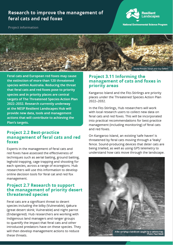 Research to improve the management of feral cats and red foxes (info ...