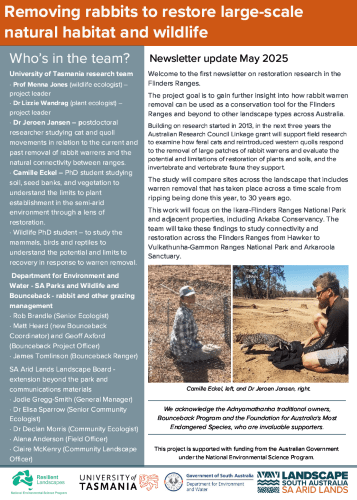 Flinders restoration project newsletter update May 2025 - Thumbnail