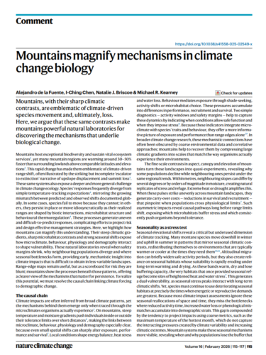 Montains magnify mechanisms in climate change biology