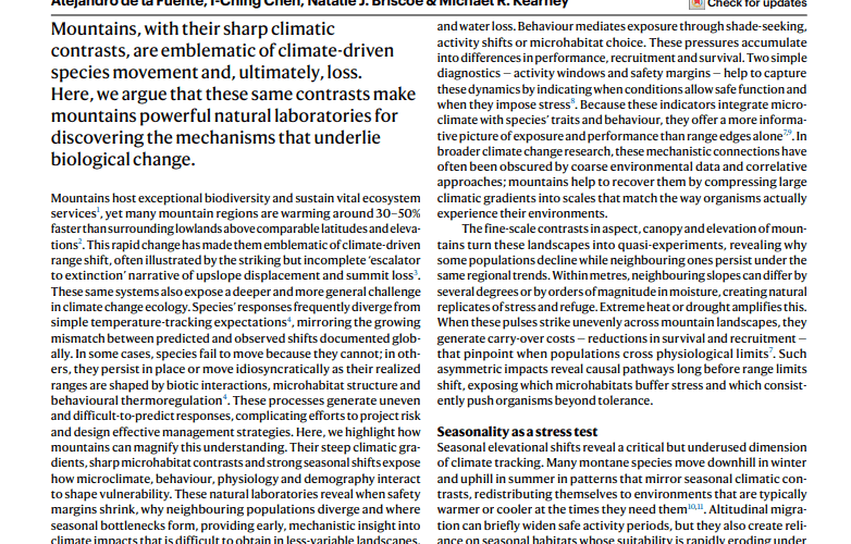 Montains magnify mechanisms in climate change biology