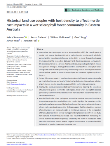 Stevenson et al. (2026). Myrtle rust impacts Eastern Australia