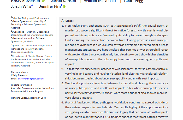 Stevenson et al. (2026). Myrtle rust impacts Eastern Australia